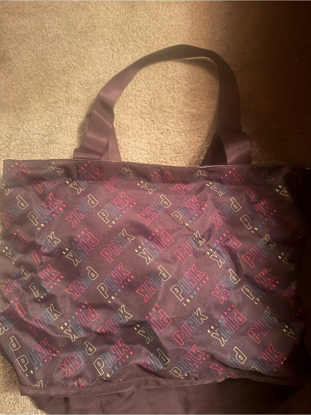 PINK Logo Tote Bag in Grey